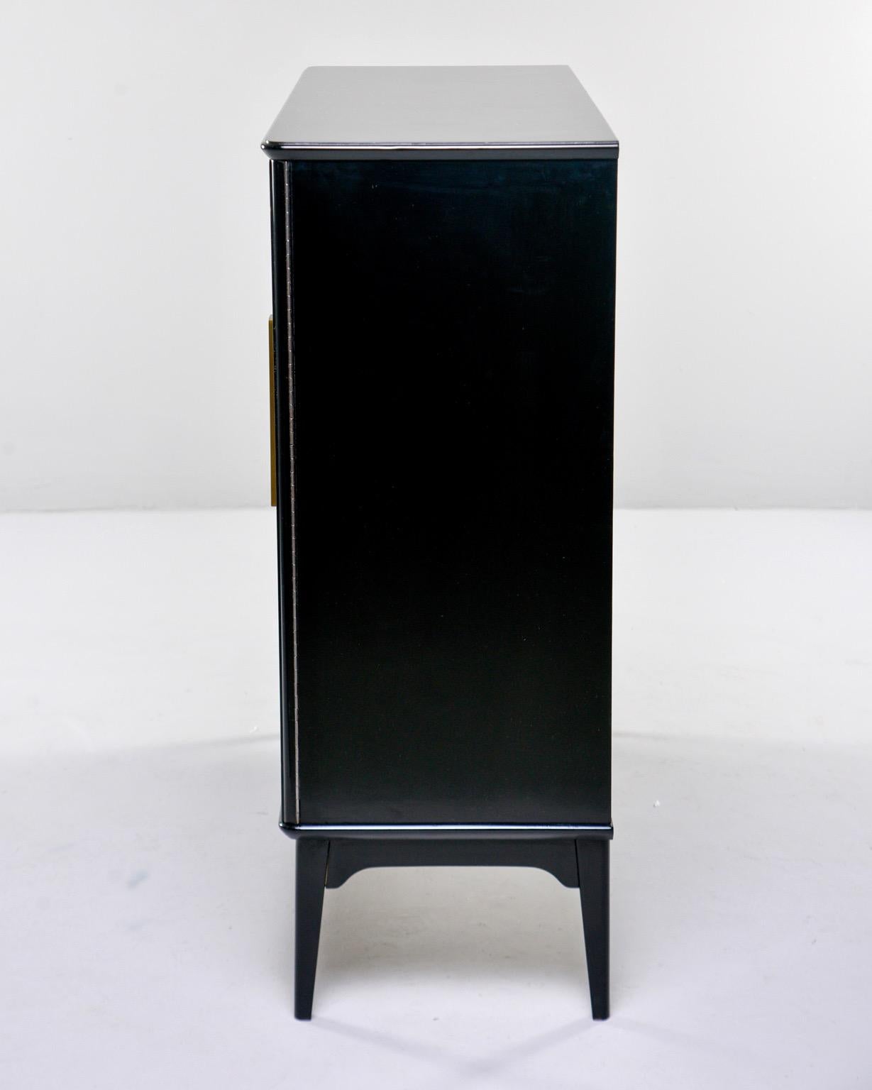 Midcentury Swedish Ebonized Two-Door Cabinet with New Brass Hardware 4