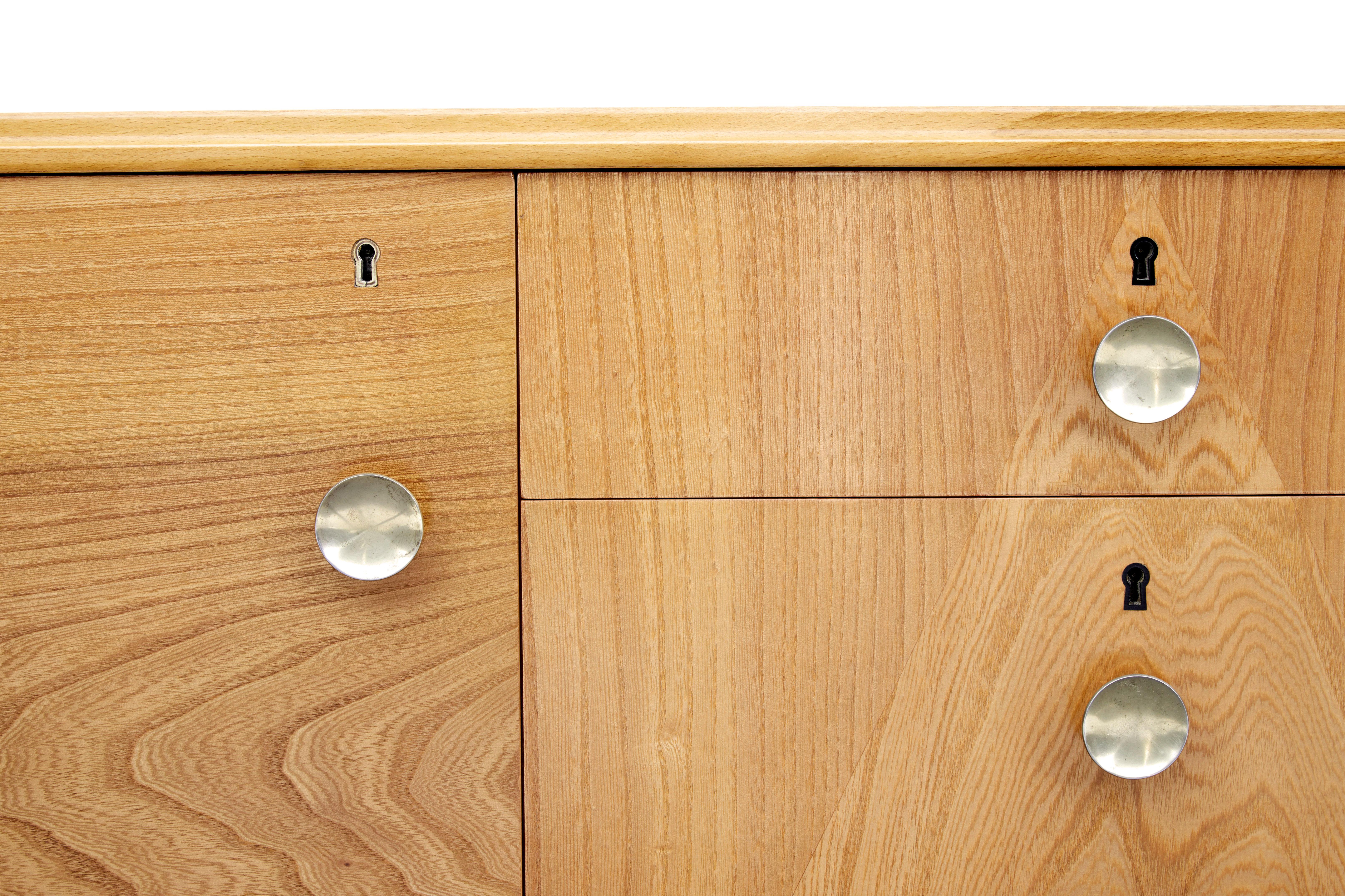 Elm Mid century Swedish elm chest of drawers For Sale