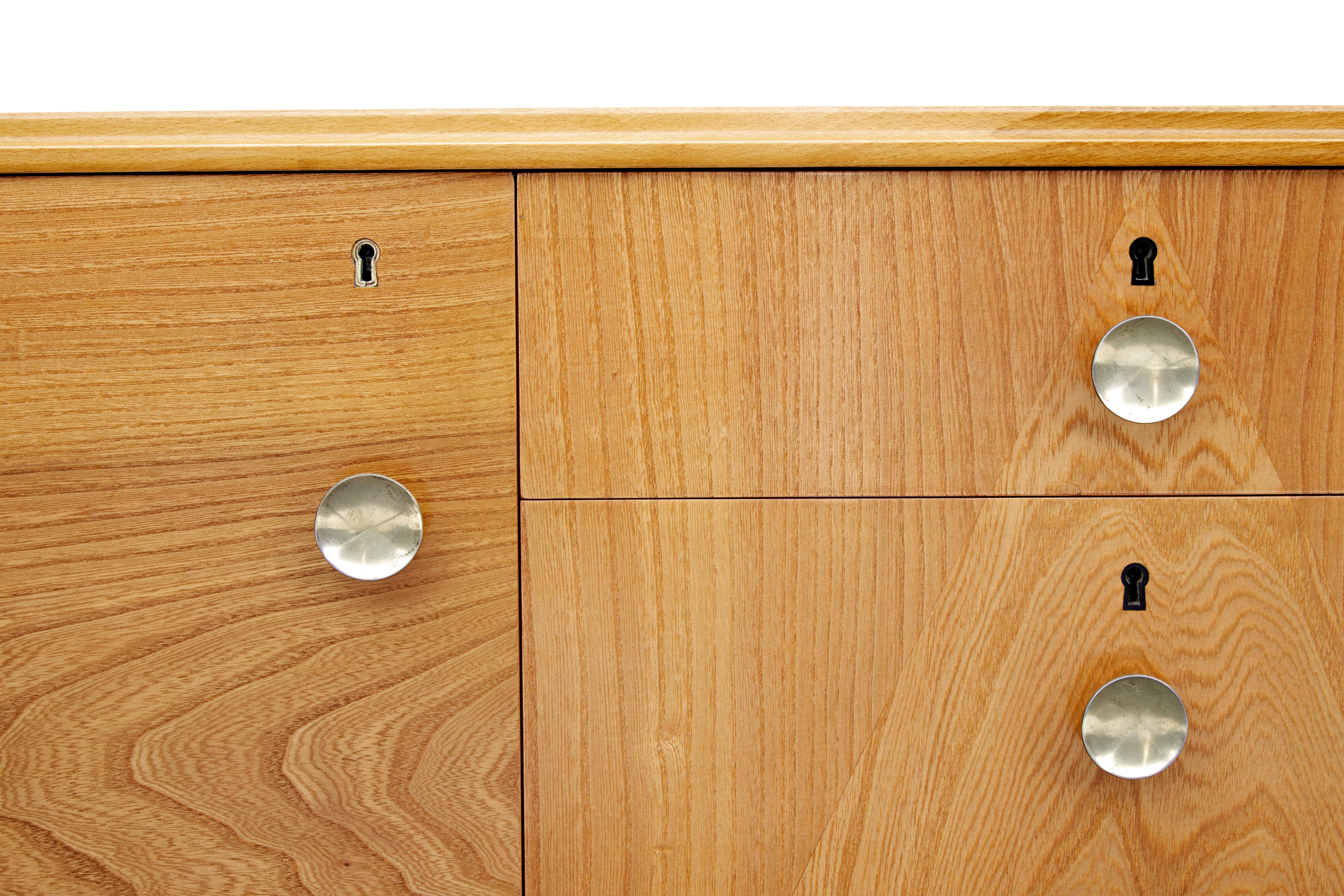 20th Century Mid century swedish elm chest of drawers For Sale