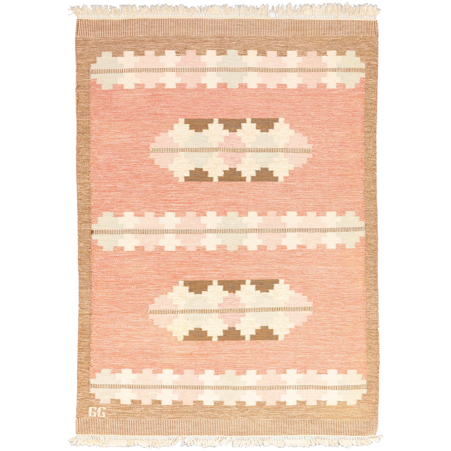 Mid-Century Swedish Flat-Weave Kilim by Gitt Grannsjo Carlsson, ca. 1950