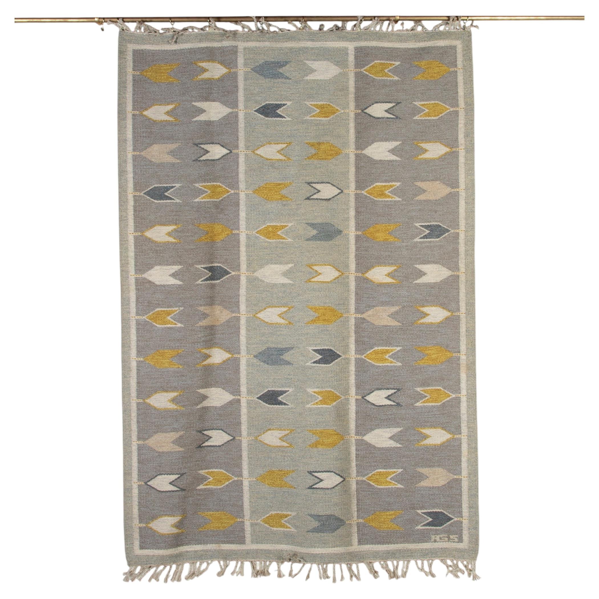 Mid-Century Swedish Flatweave Rug by Anna Greta Sjoqvist