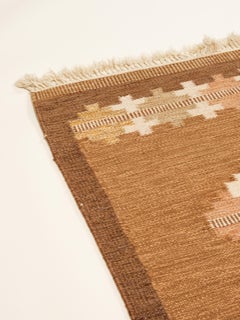 Tappeto svedese di metà secolo in lana a trama piatta di Gitt Grännsjö-Carlsson