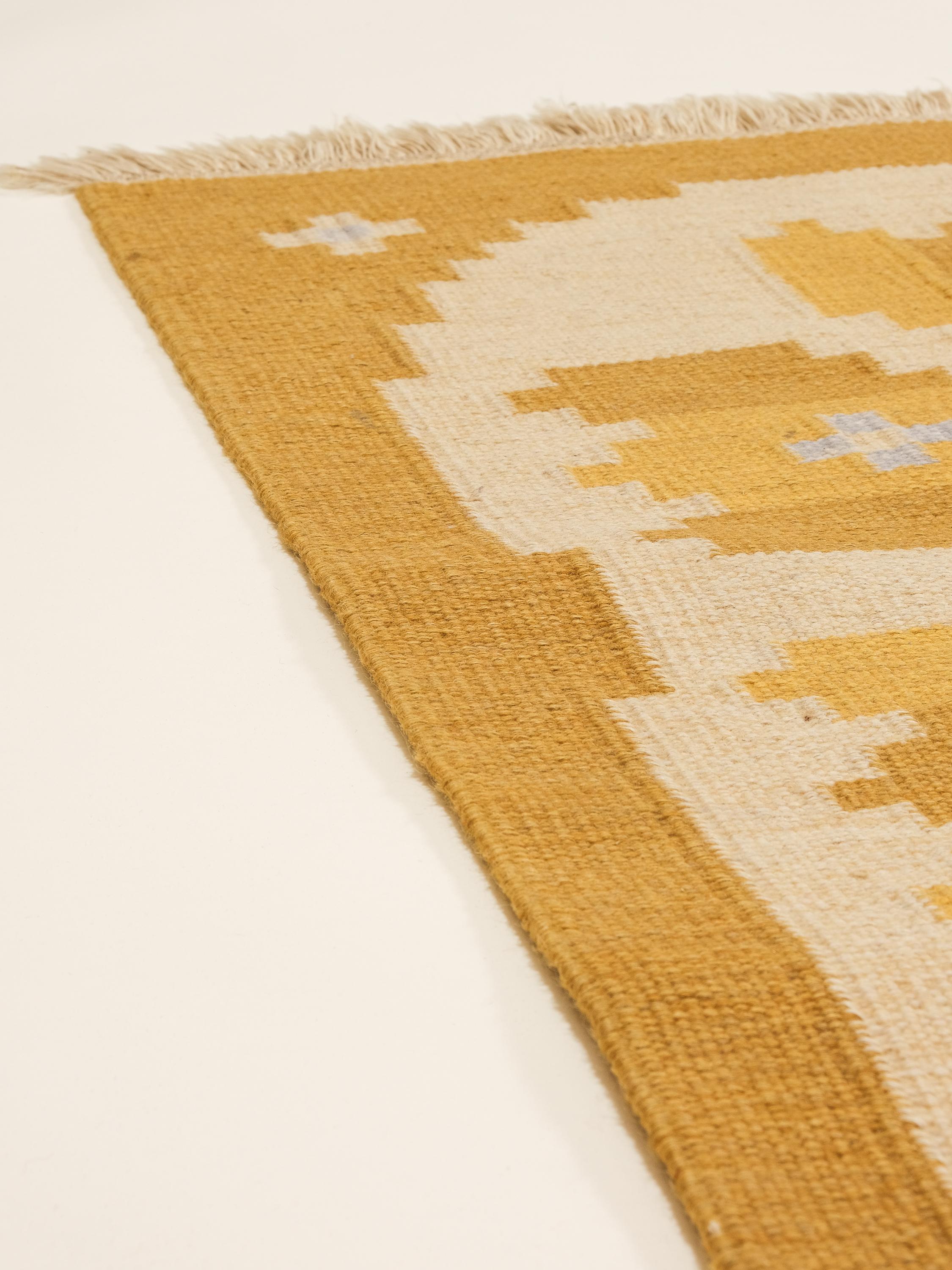 Mid-Century Swedish Flatweave Wool Rug In Good Condition For Sale In Karis, Nyland