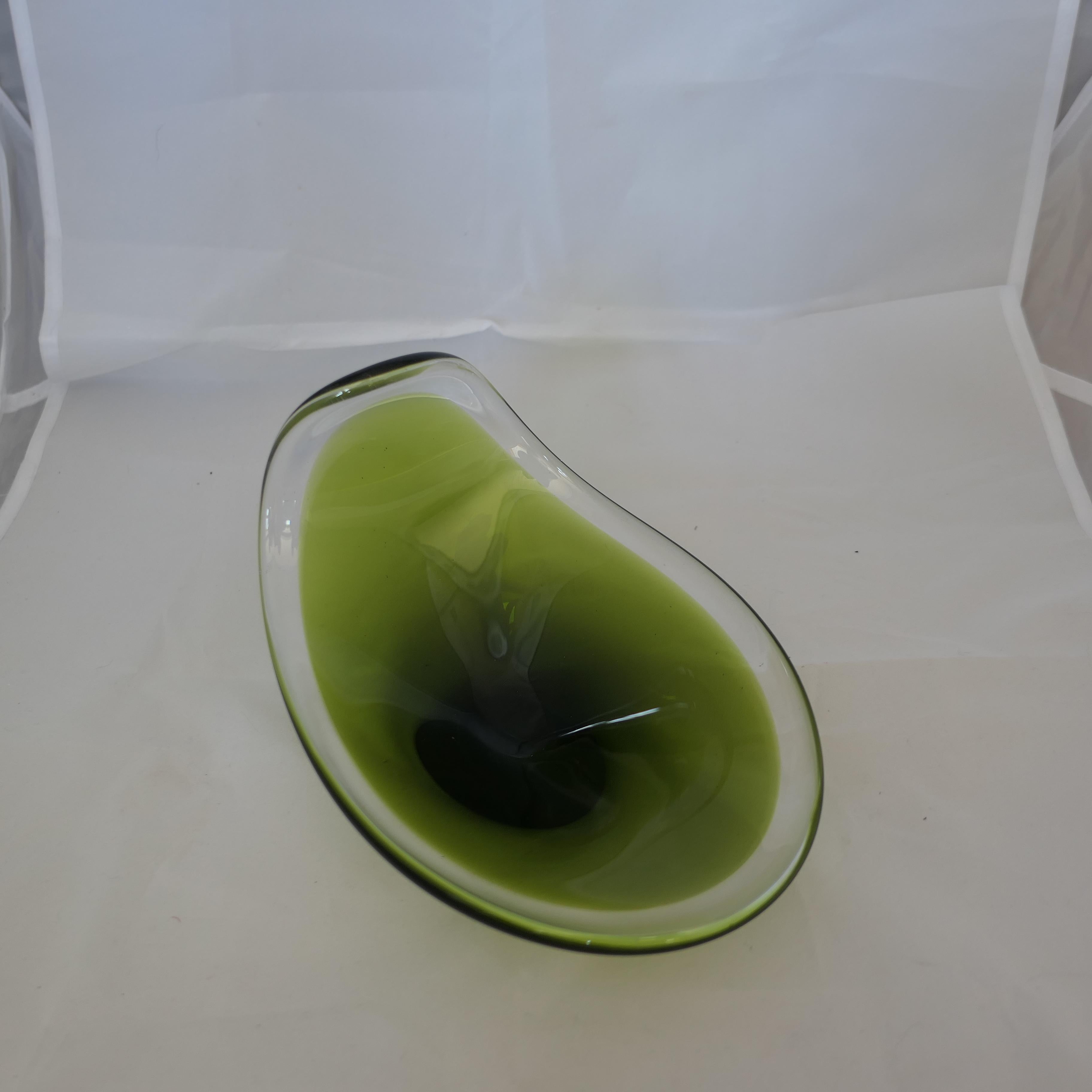 Mid-Century Modern Mid Century Swedish Flygsfors Art Glass Bowl by Paul Kedelv.