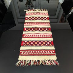 Mid-Century Swedish Folk Art Table Runner or Wall Decor Hand Woven, Set of Two