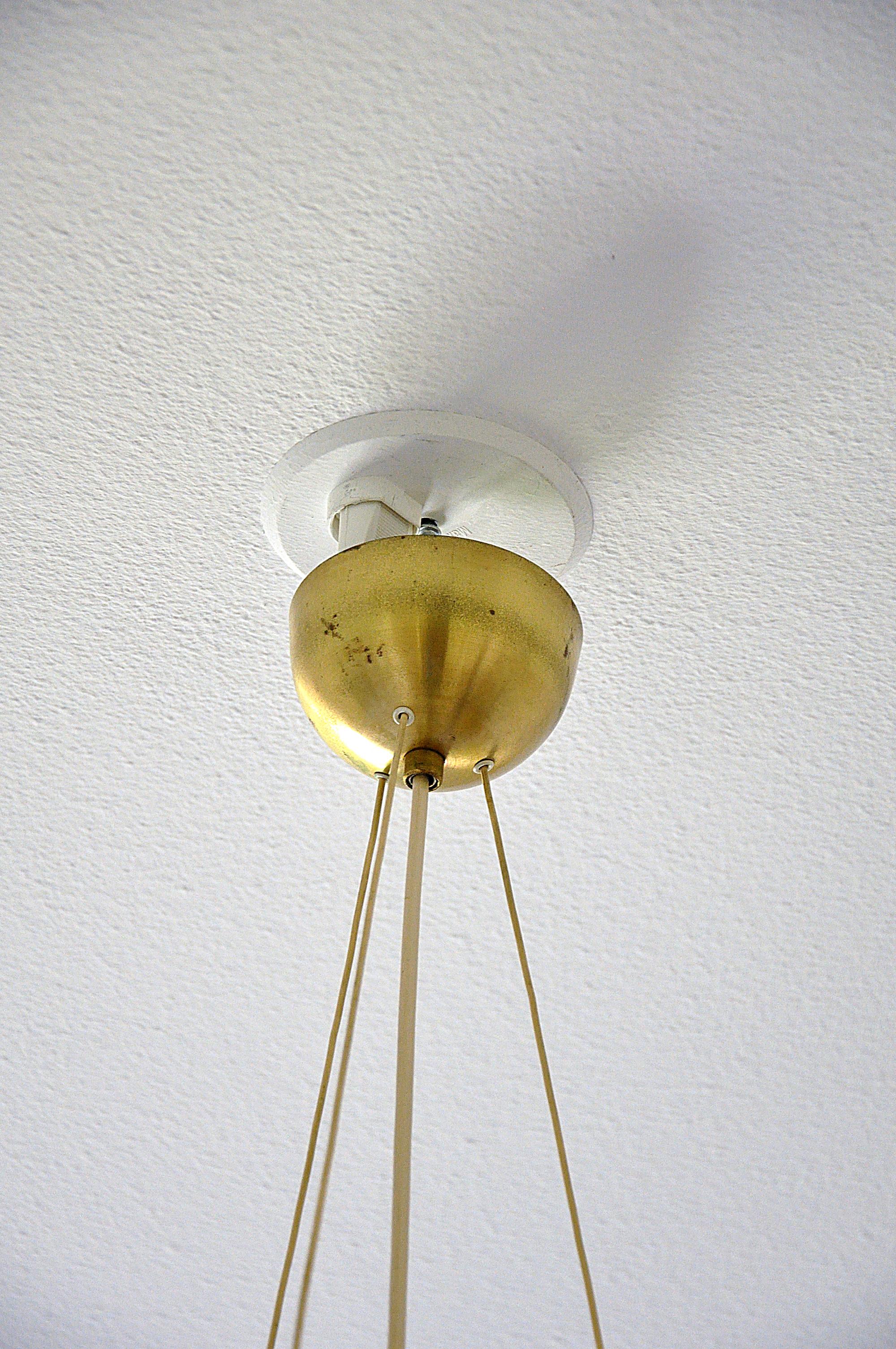 Mid-Century Swedish Glass and Brass Ceiling Lamp For Sale 2