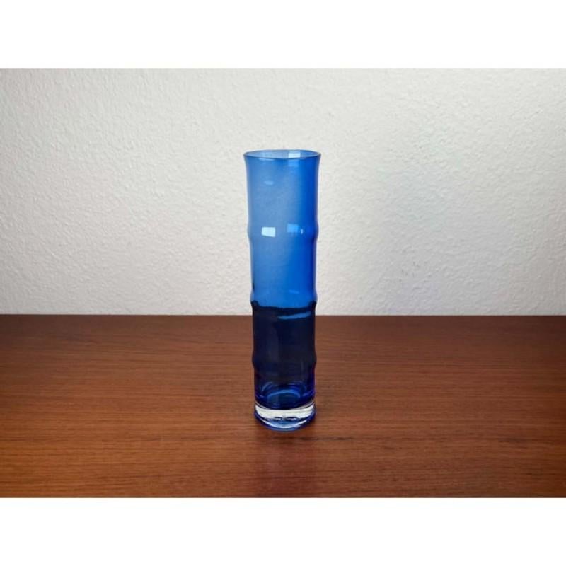 Mid-Century moderno Vaso di bambù in vetro svedese di metà secolo di Aseda, Svezia, anni '60 in vendita
