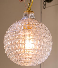 Mid-century Swedish Glass Pendant of Heavy Pressed Glass