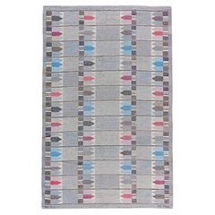 Mid-Century Swedish Gray Flatweave Rug Rölakan By Kerstin Butler