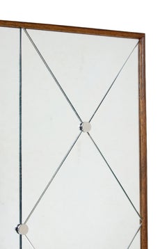 Mid century Swedish harlequin mirror in oak frame