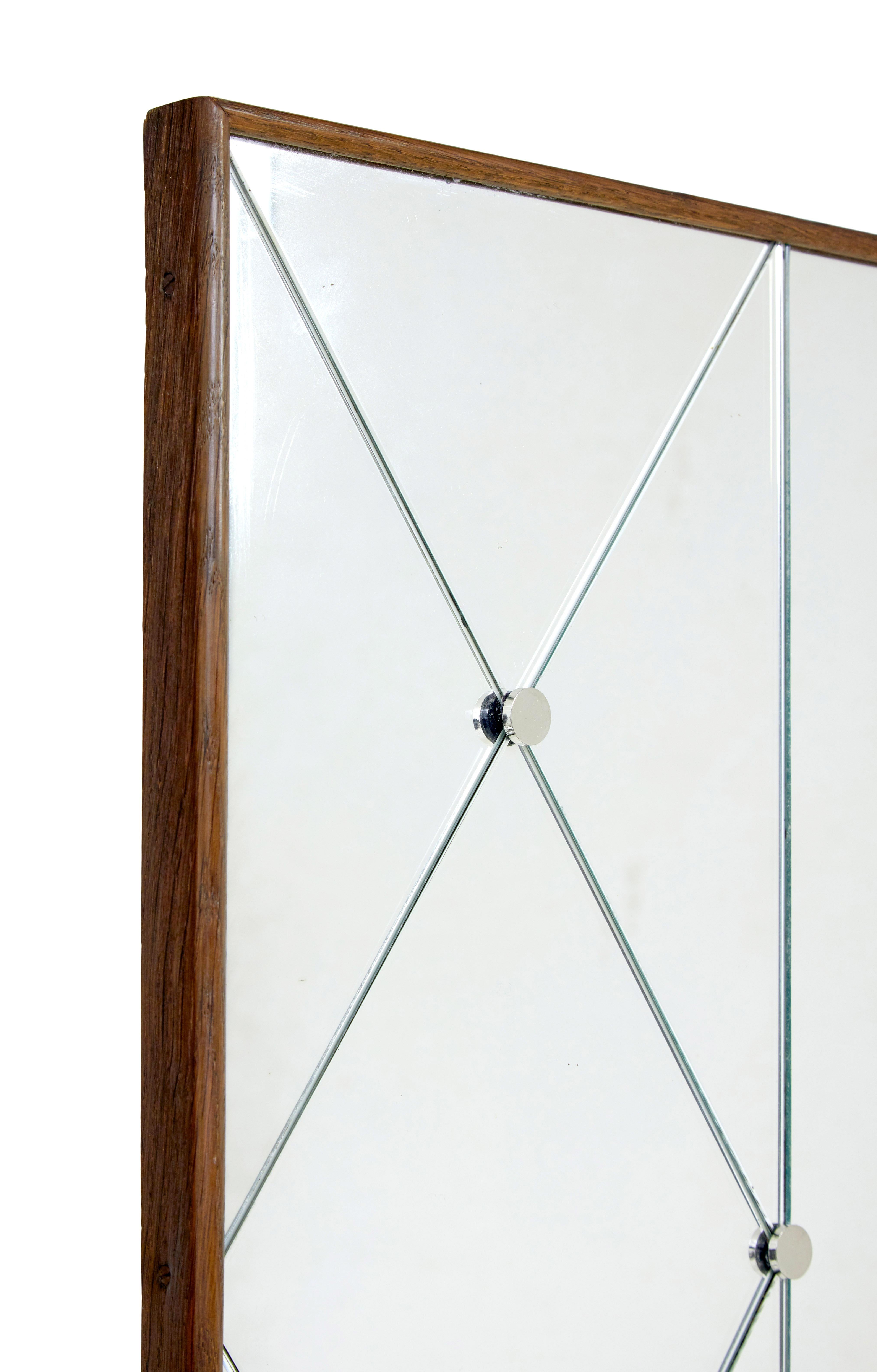 Mid-Century Modern Mid century Swedish harlequin mirror in oak frame