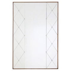 Mid century Swedish harlequin mirror in oak frame