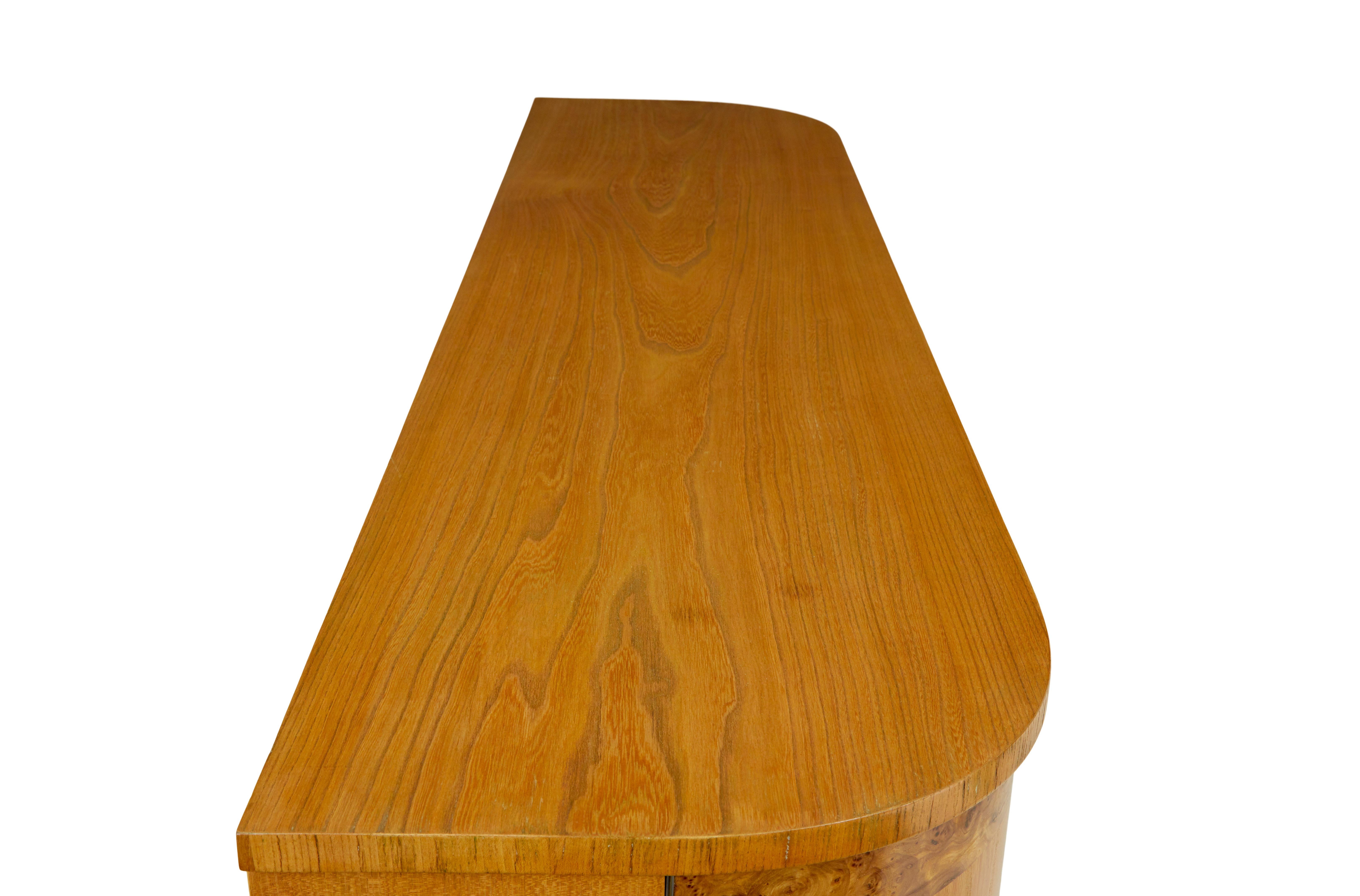 Mid century Swedish inlaid elm sideboard For Sale 4
