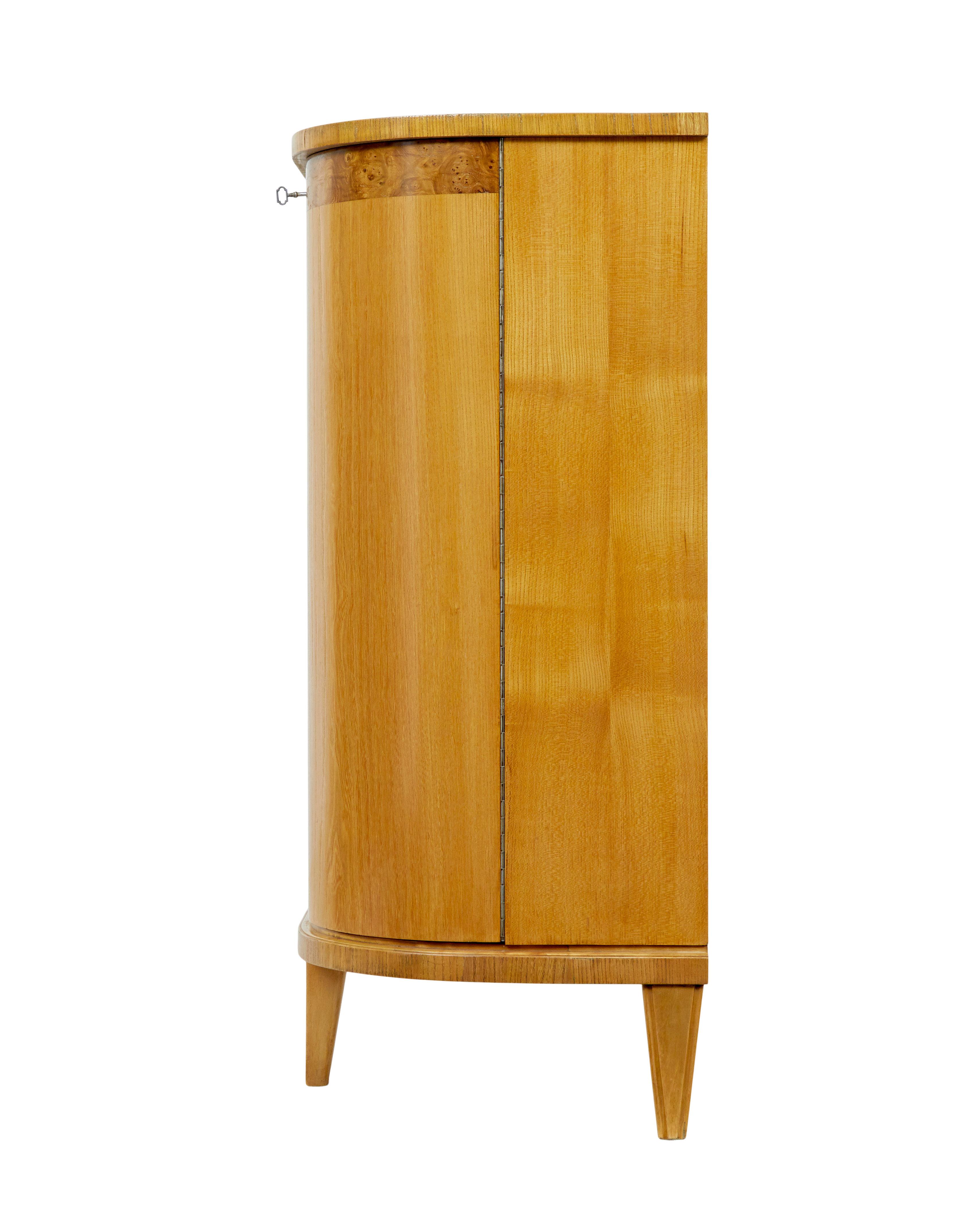 Birch Mid century Swedish inlaid elm sideboard For Sale