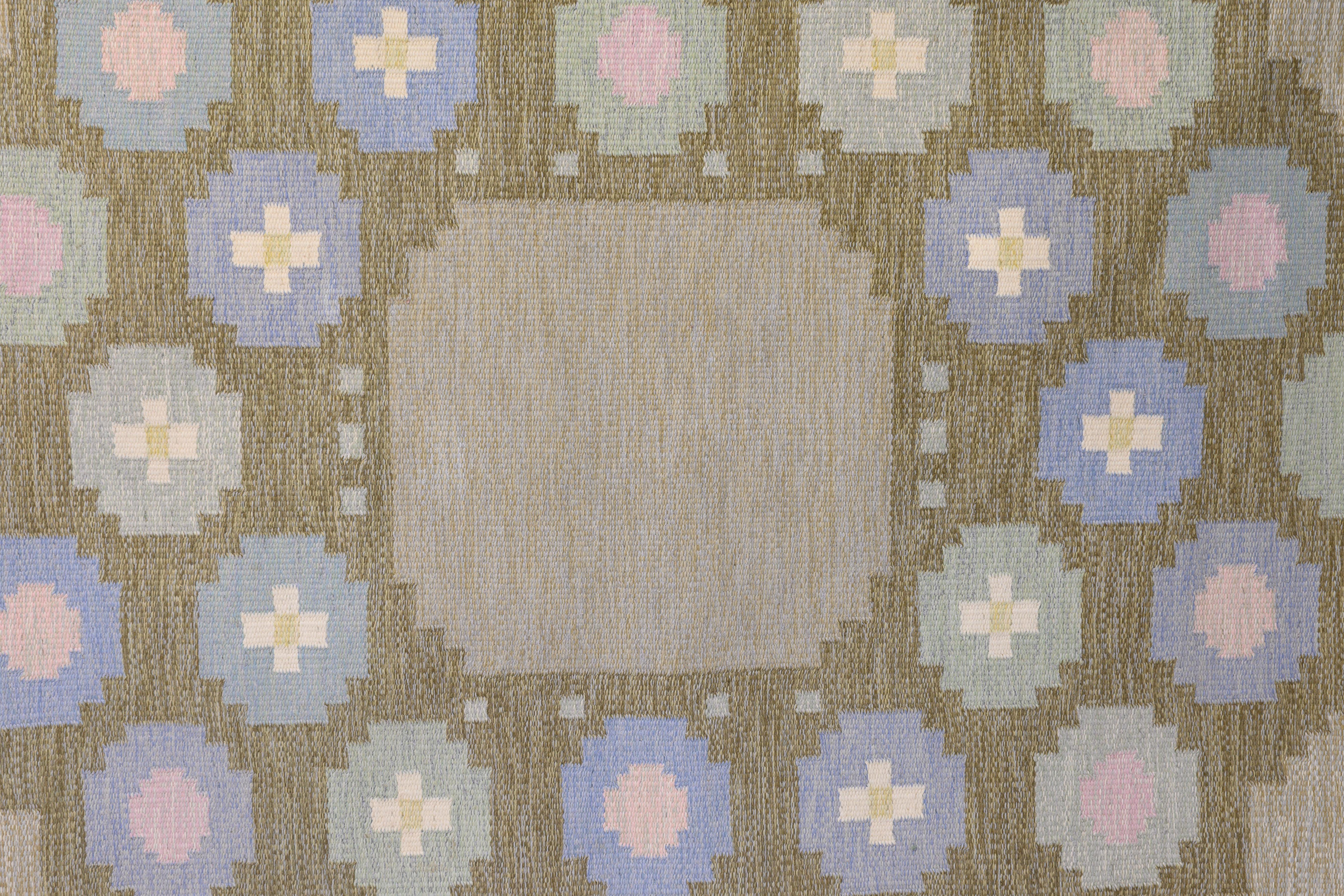 Scandinavian Modern Mid-Century Swedish Kilim by Anna Johanna Angstrom For Sale