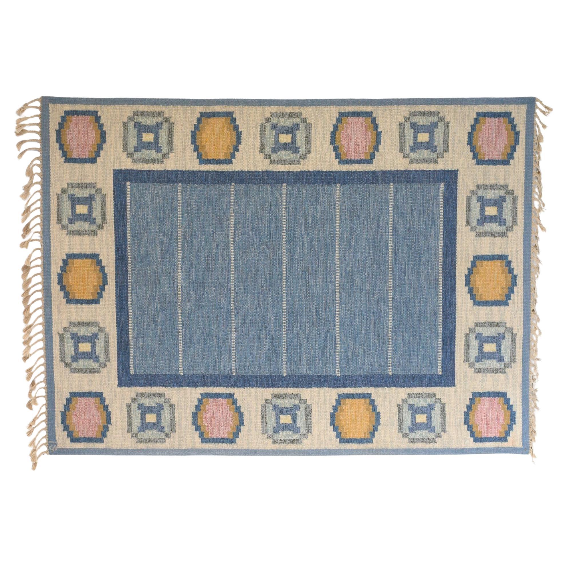 Mid-Century Swedish Kilim by Ingegerd Silow For Sale