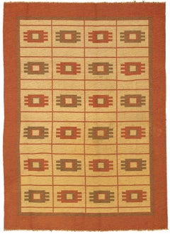 Kilim sueco de doble cara de mediados de siglo