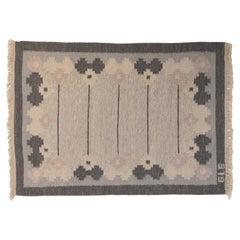 Mid-Century Swedish Kilim in Grey Tones