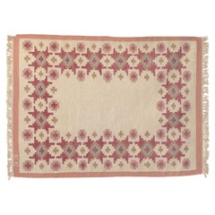 Mid-Century Swedish Kilim in Reds and Pinks