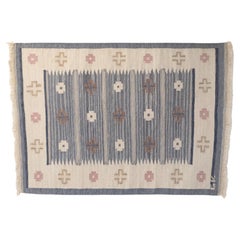 Mid-Century Swedish Kilim Signed GK