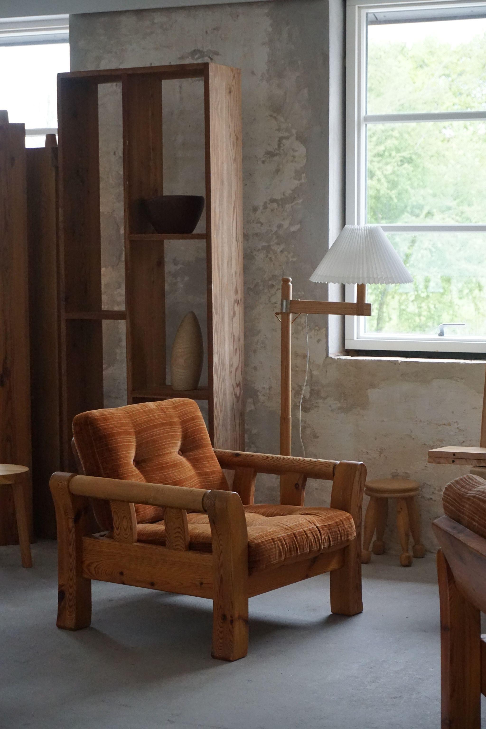 Scandinavian Modern Mid Century Swedish Lounge Chair in Solid Pine, Made by Östen Kristiansson