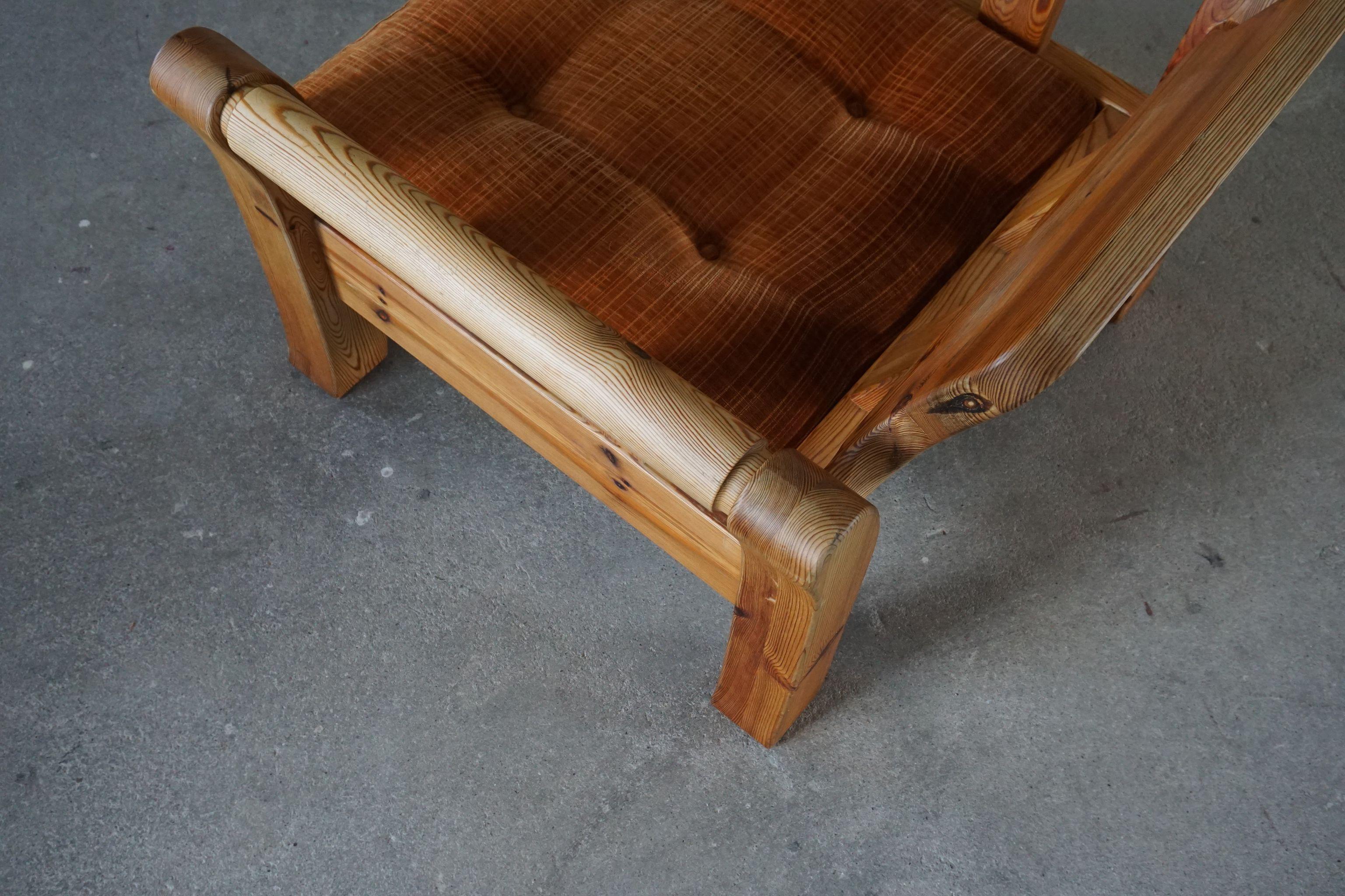 Mid Century Swedish Lounge Chair in Solid Pine, Made by Östen Kristiansson 1
