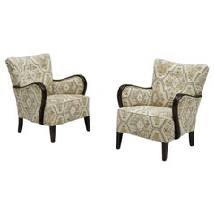 Mid Century Swedish Lounge Chairs in Kilim Fabric