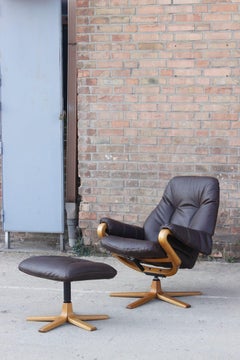 Mid-century swedish lounge swivel chair with Ottoman by Göte Möbler, 1960s