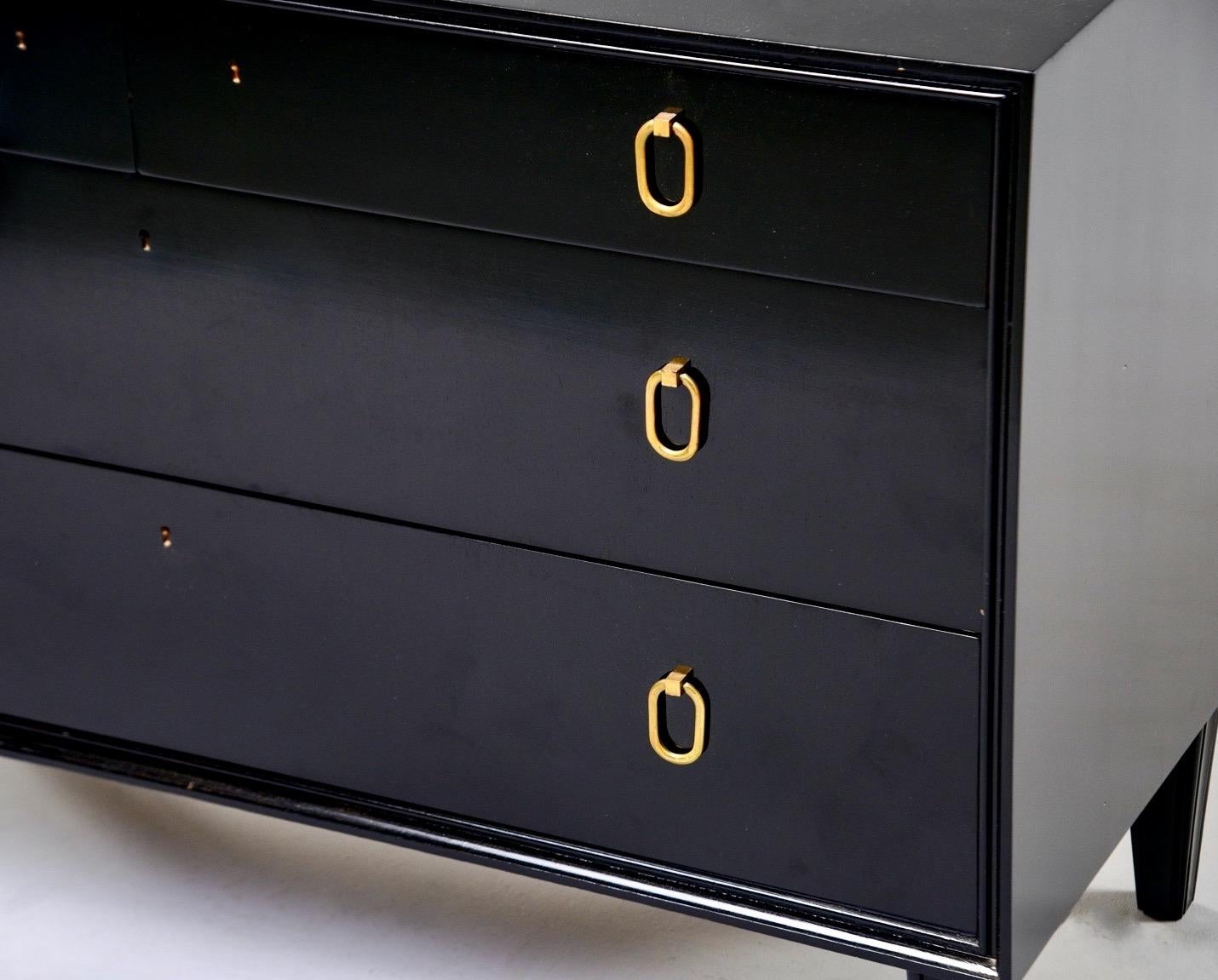 Midcentury Swedish Mahogany Chest with Ebonized Finished and Original Hardware In Good Condition In Troy, MI