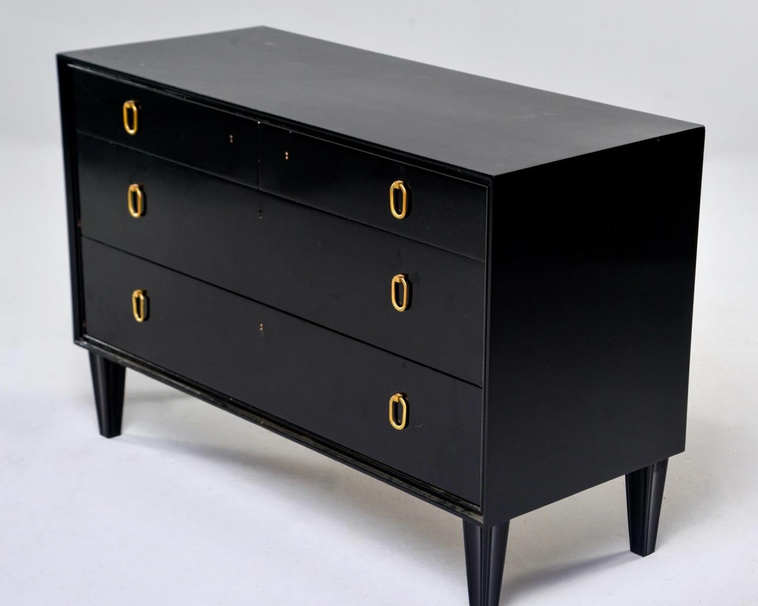 Midcentury Swedish Mahogany Chest with Ebonized Finished and Original Hardware 1