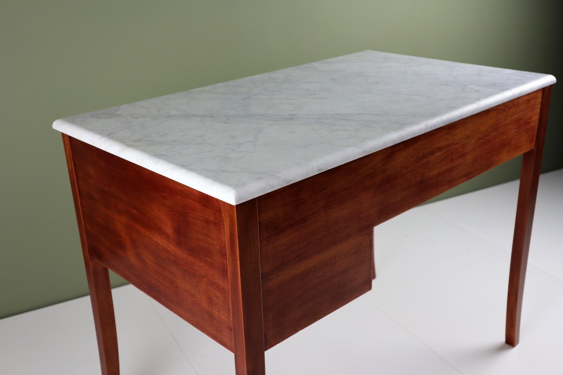 Midcentury Swedish Marble and Mahogany Desk For Sale 3
