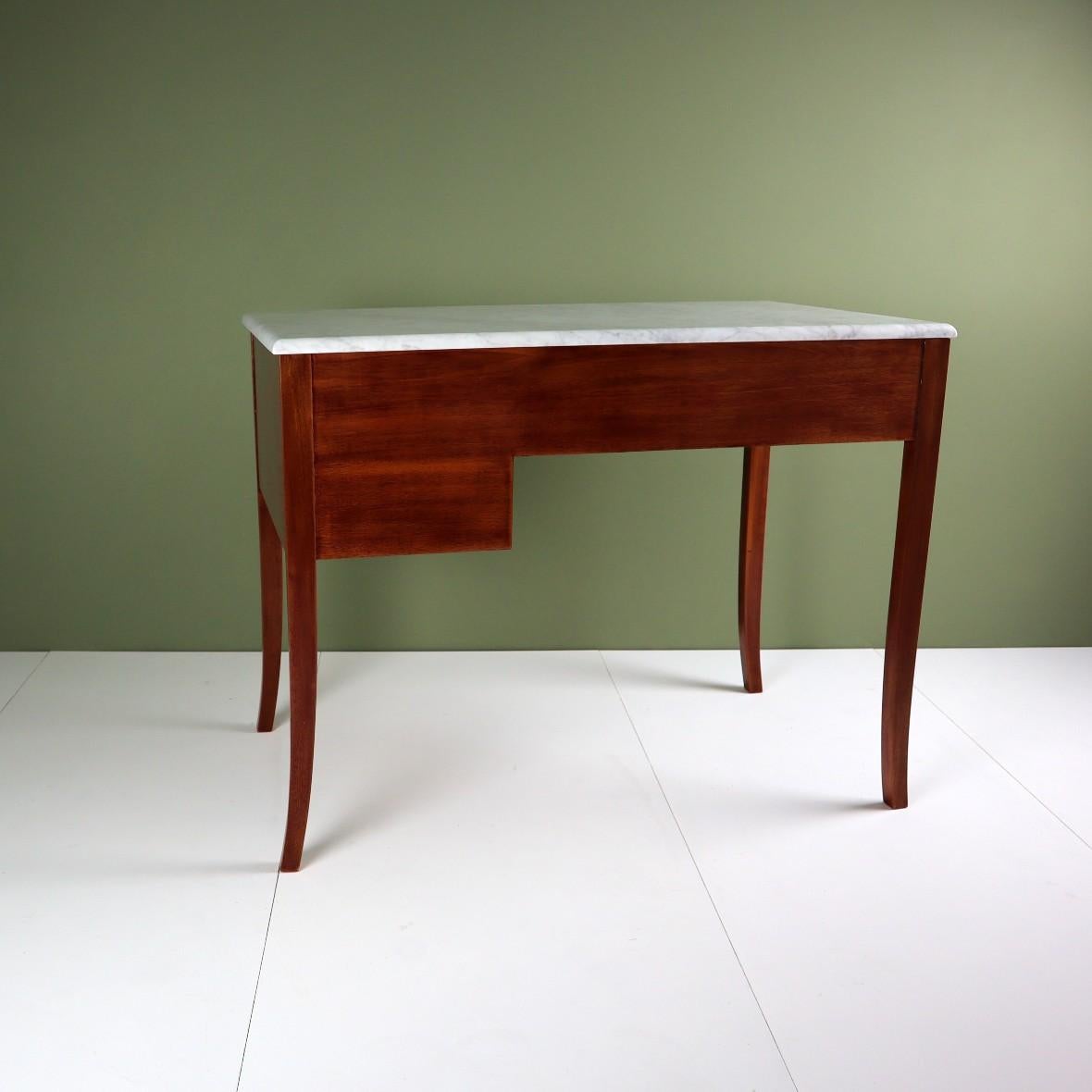Midcentury Swedish Marble and Mahogany Desk For Sale 4