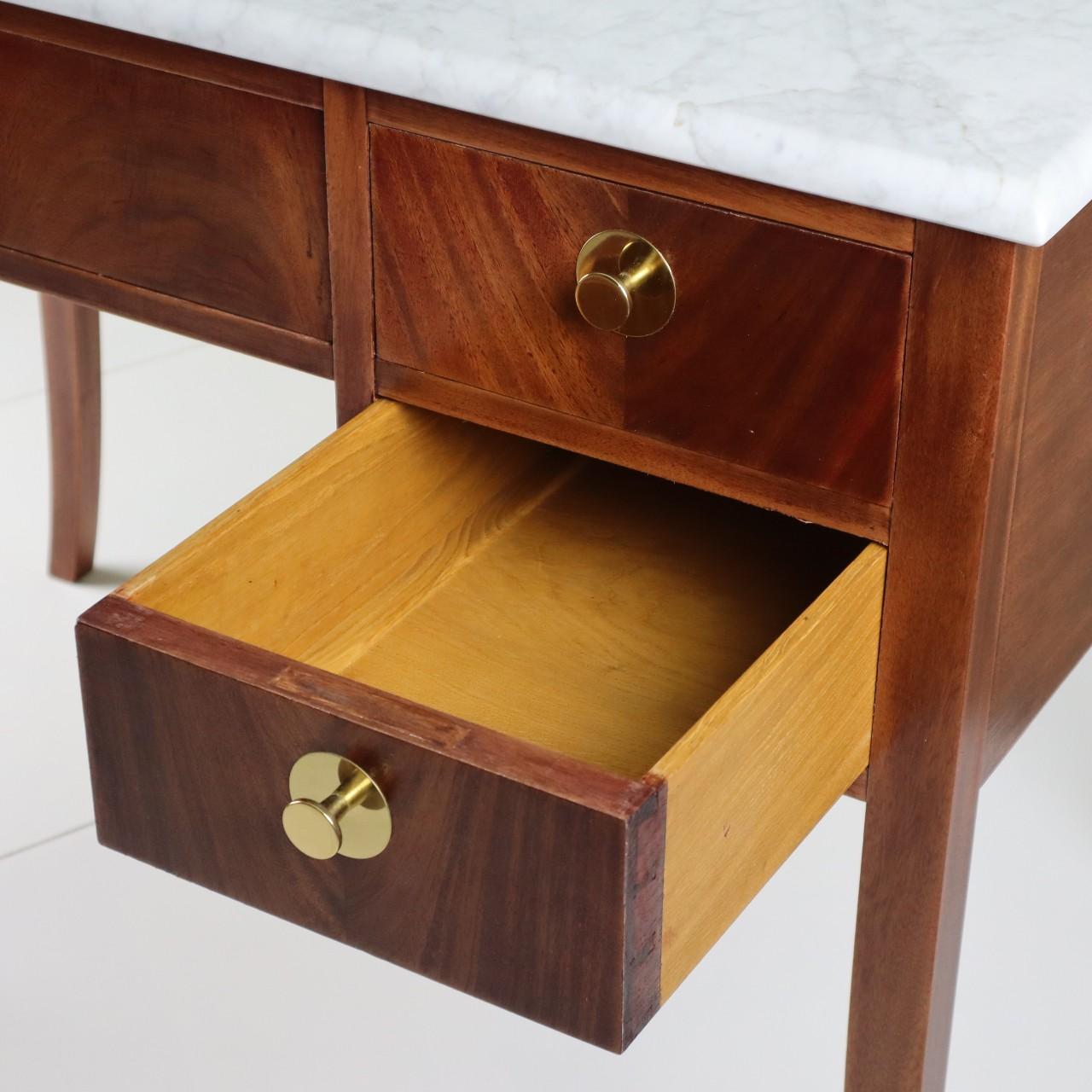 Midcentury Swedish Marble and Mahogany Desk For Sale 1