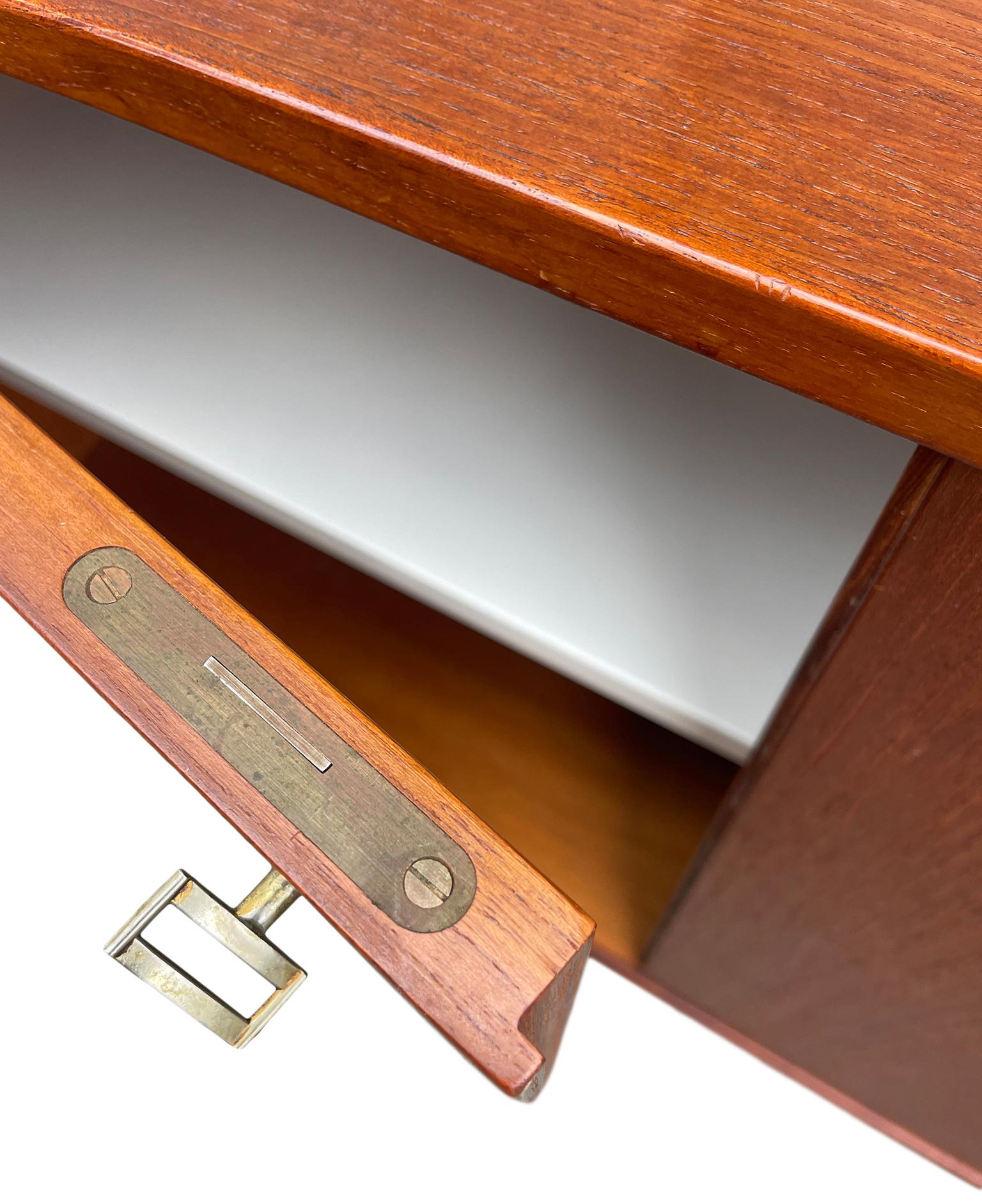 Mid-20th Century Mid Century Swedish Modern 5 Drawer Teak Credenza with Locking Cabinet Doors