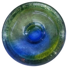 Mid-Century Swedish Modern Art Glass Crackle Glass Dish Goran Warff & Kosta Boda