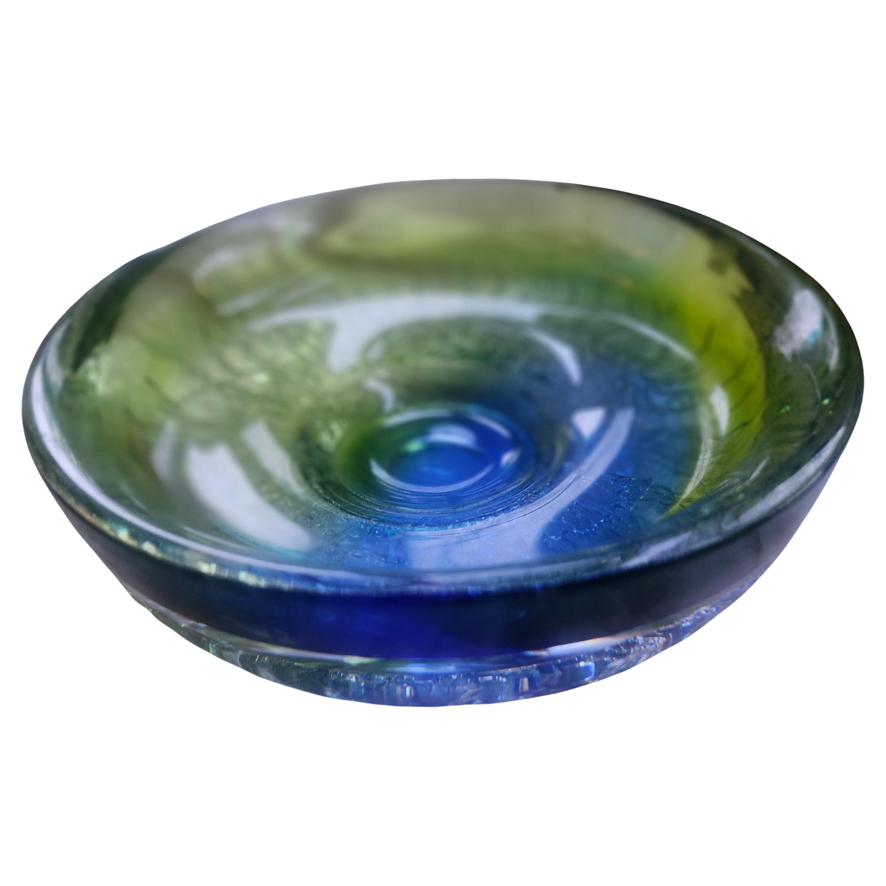 Mid-Century Swedish Modern Art Glass Crackle Glass Dish Goran Warff & Kosta Boda