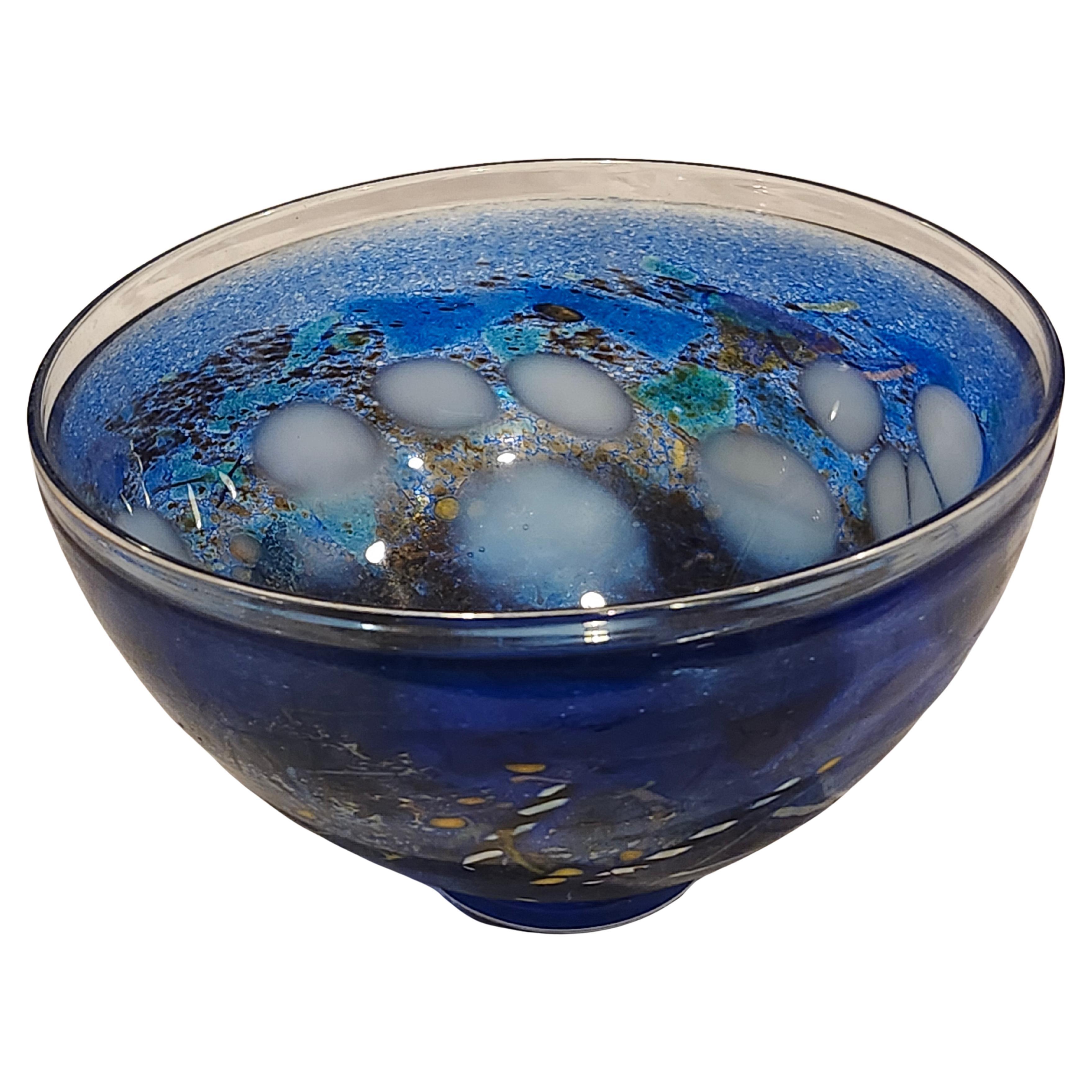 Mid-Century Swedish Modern Art Glass Dish Bowl by Bertil Vallien for Kosta Boda