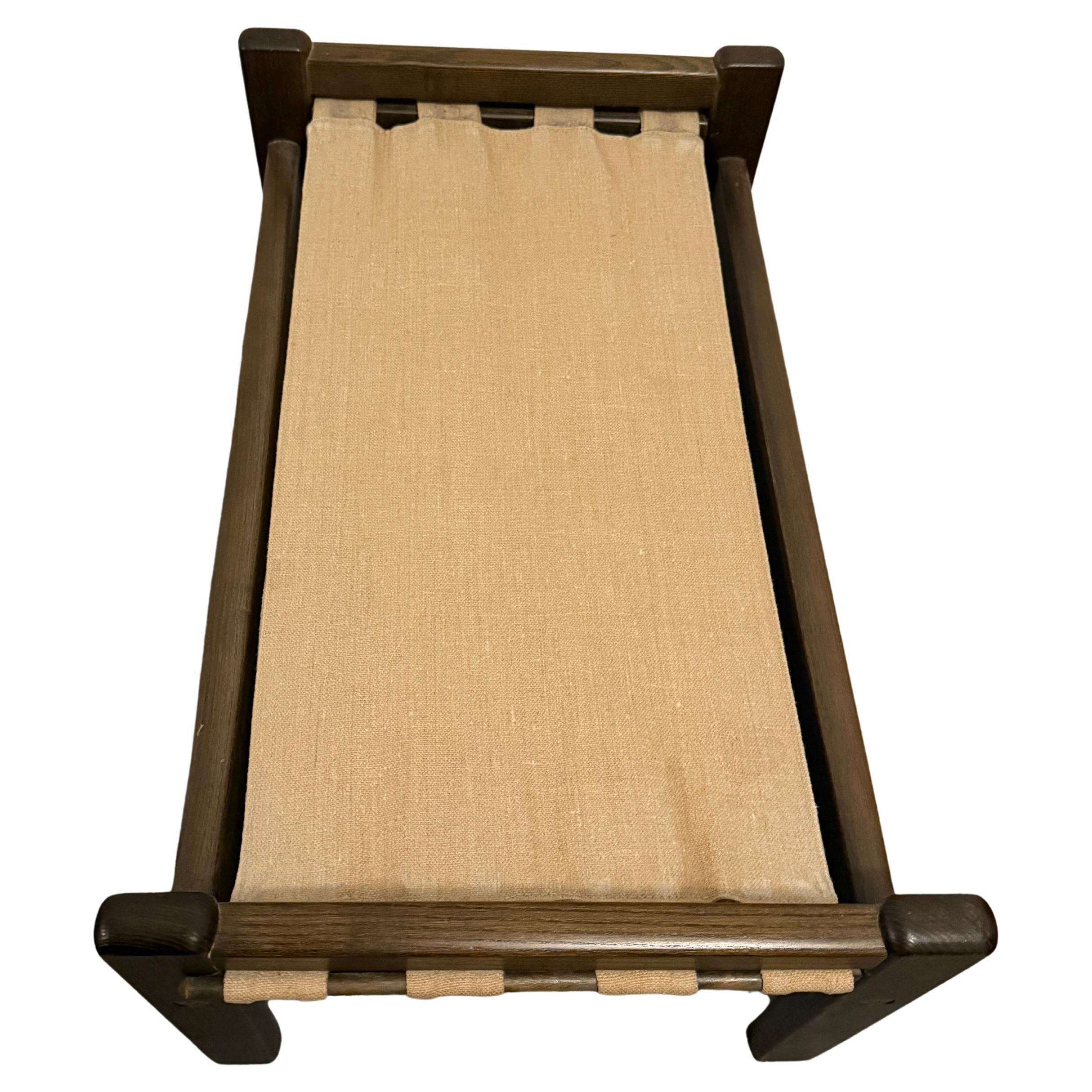 Fin du 20e siècle Banc tabouret en toile de cuir noir de style suédois du milieu du siècle dernier en vente
