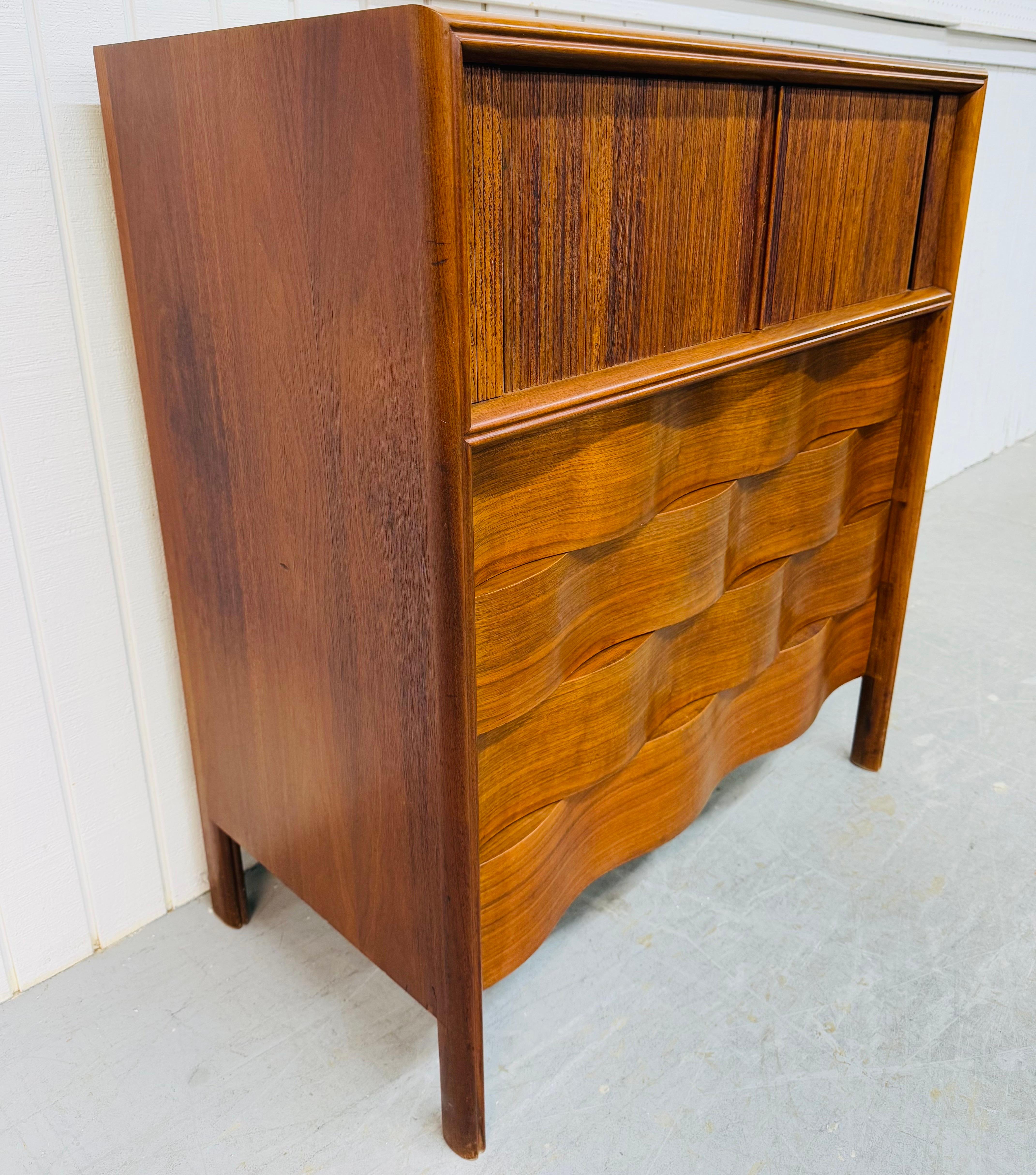 Mid-Century Swedish Modern Edmond Spence Wave Walnut 4-Piece Bedroom Set For Sale 1