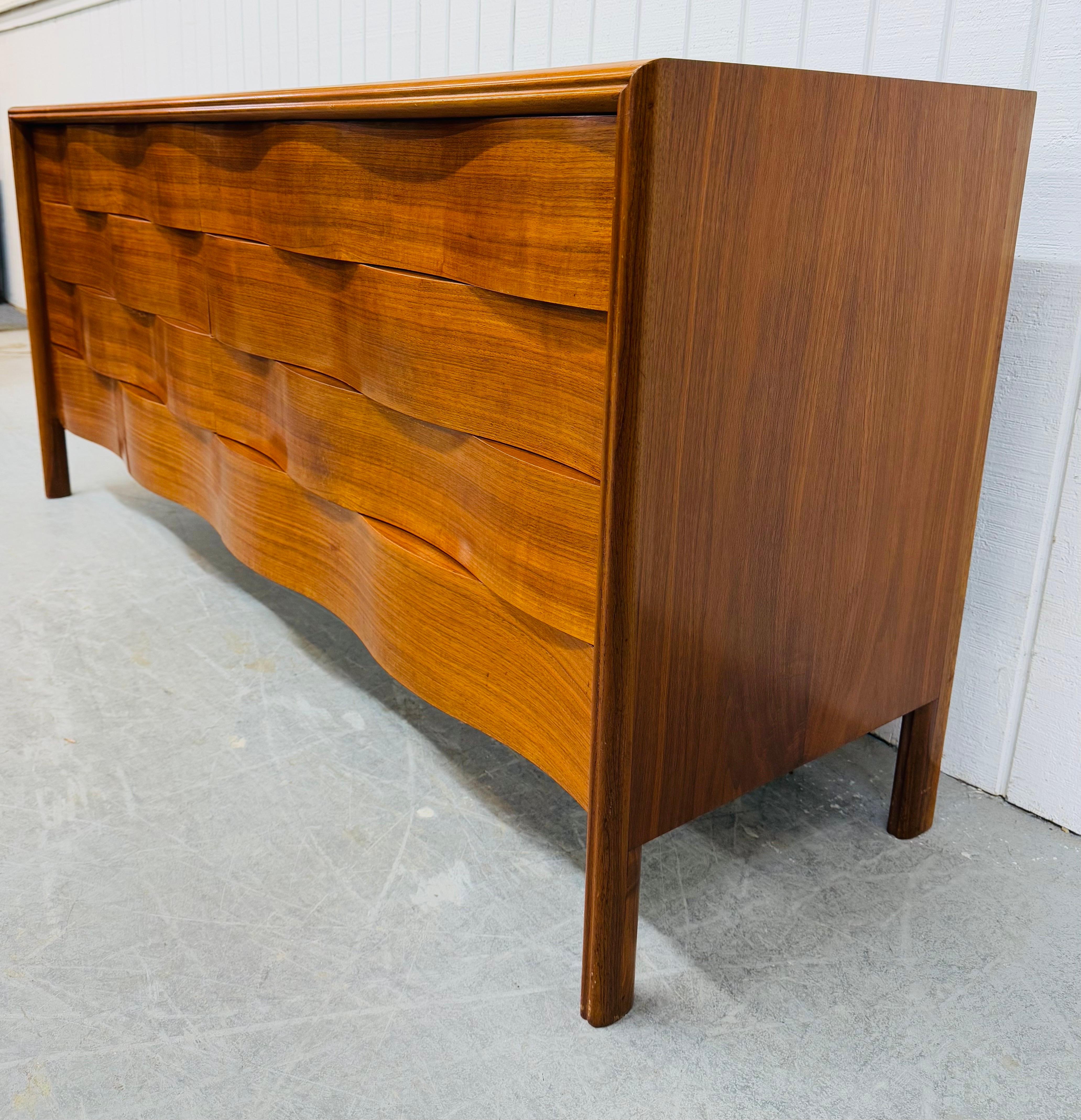 Mid-Century Modern Mid-Century Swedish Modern Edmond Spence Wave Walnut Dresser For Sale