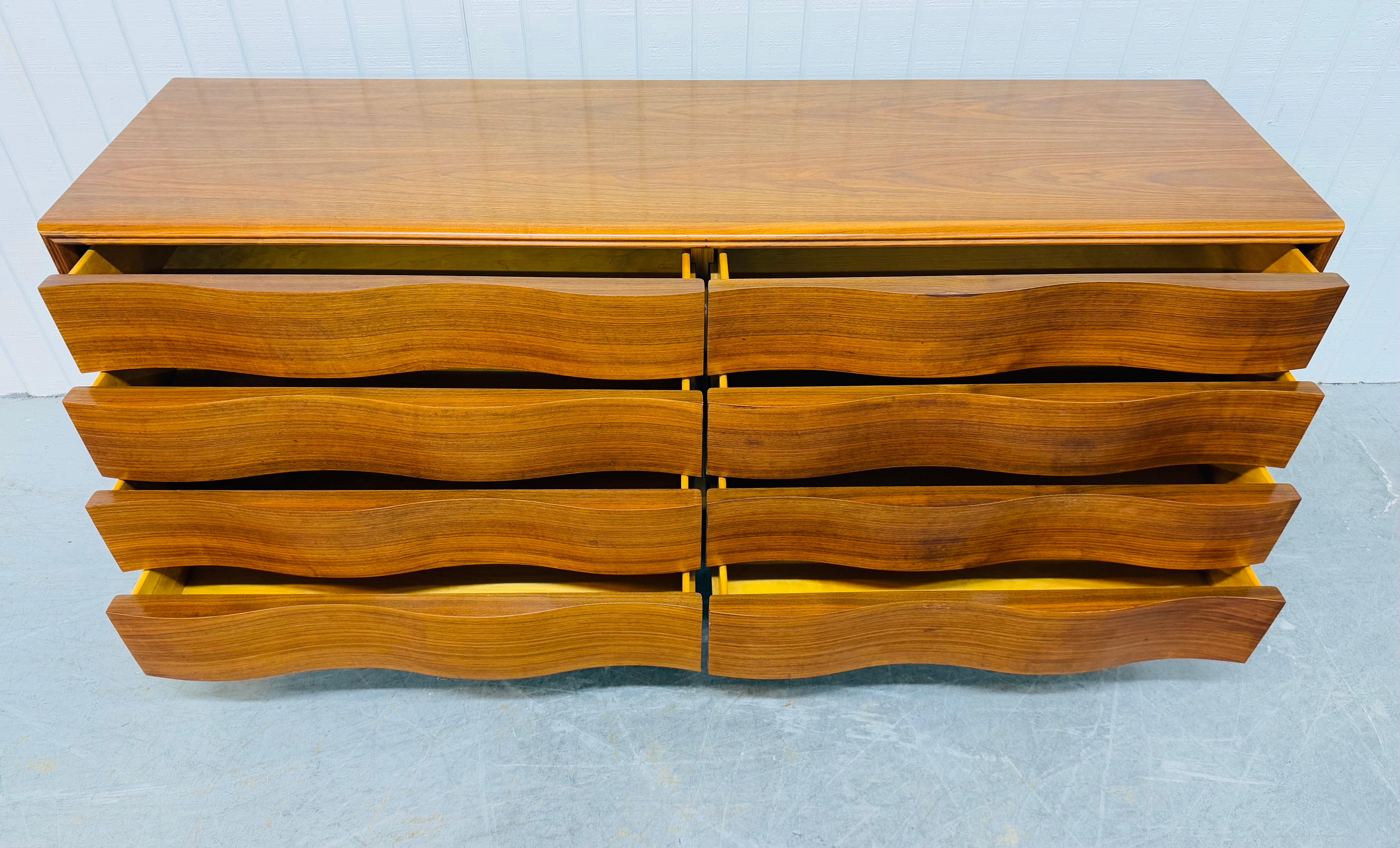 Wood Mid-Century Swedish Modern Edmond Spence Wave Walnut Dresser For Sale