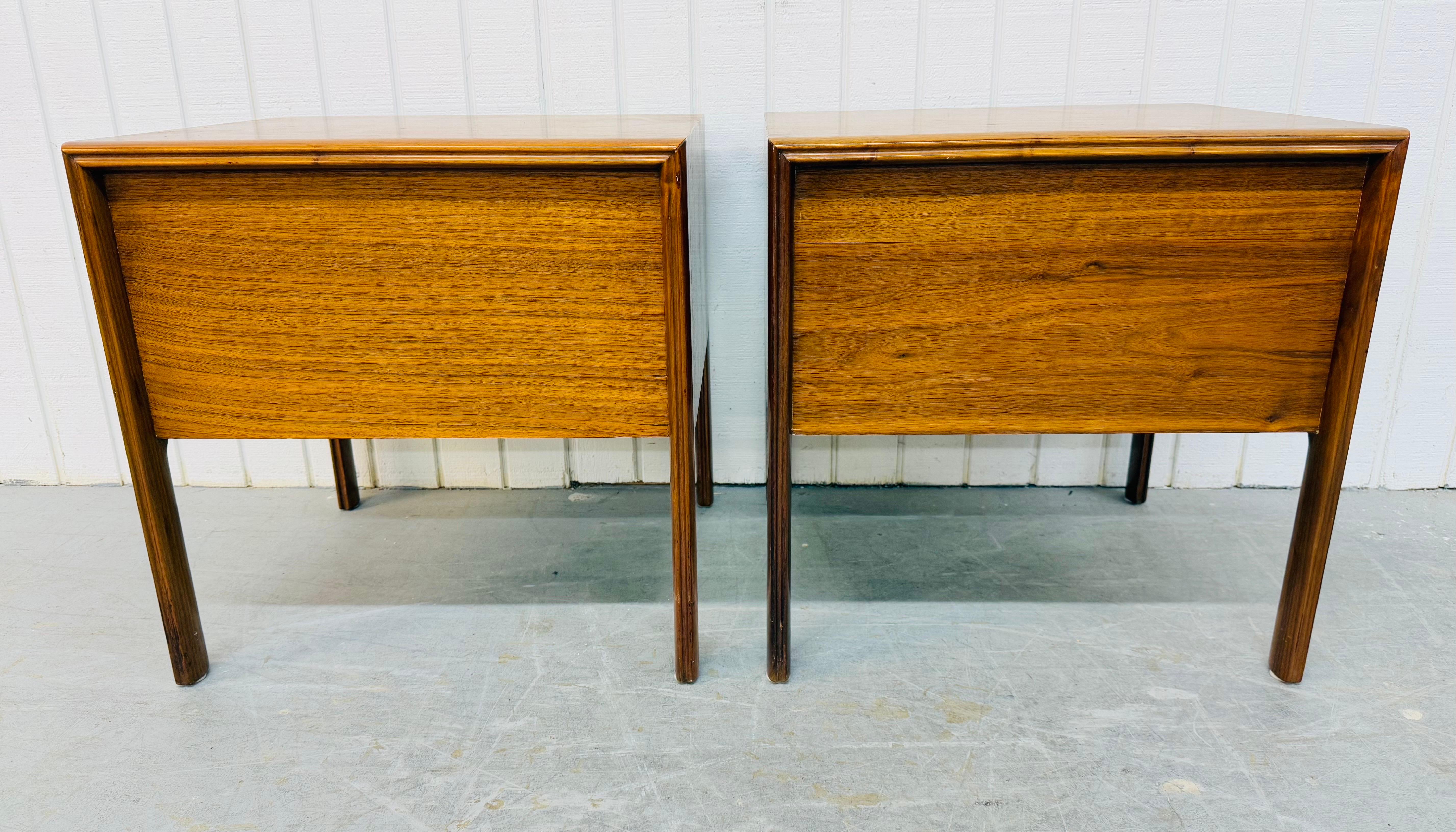 Mid-Century Swedish Modern Edmond Spence Wave Walnut Nightstands - Set of 2 For Sale 2