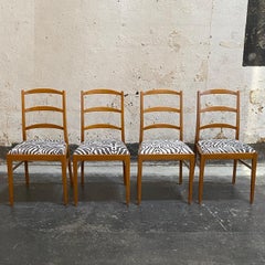 Mid-Century Swedish Modern Elm Dining Chairs with Zebra Fabric
