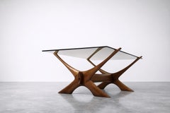 Mesa de centro «Condor» de estilo moderno sueco de mediados de siglo, de cristal y madera, de Örebro Glass