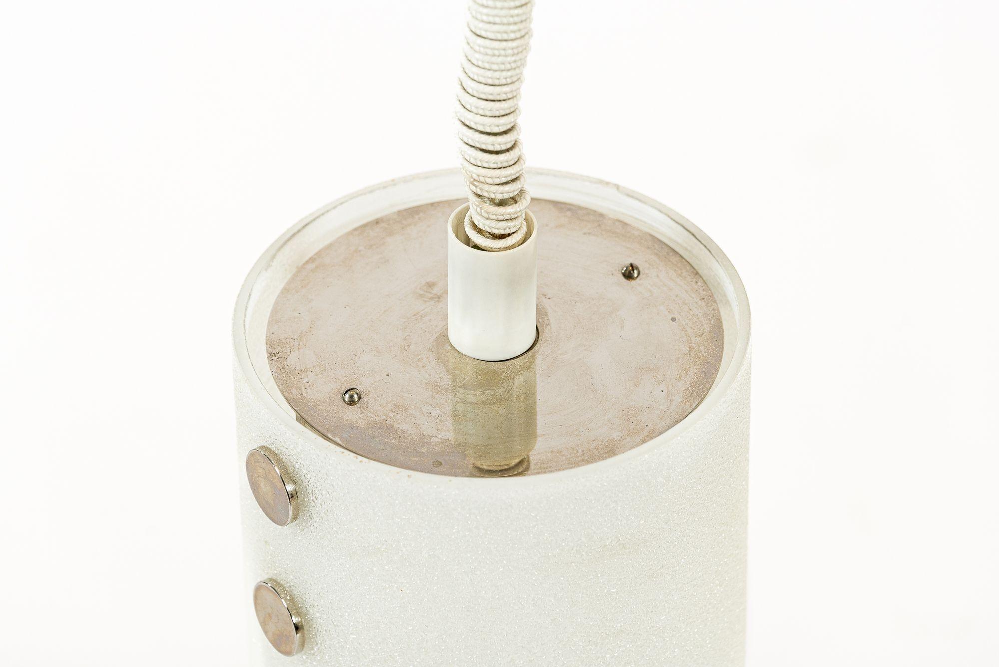 Mid Century Swedish Modern Glass Pendant Lamp by Orrefors (Metall) im Angebot