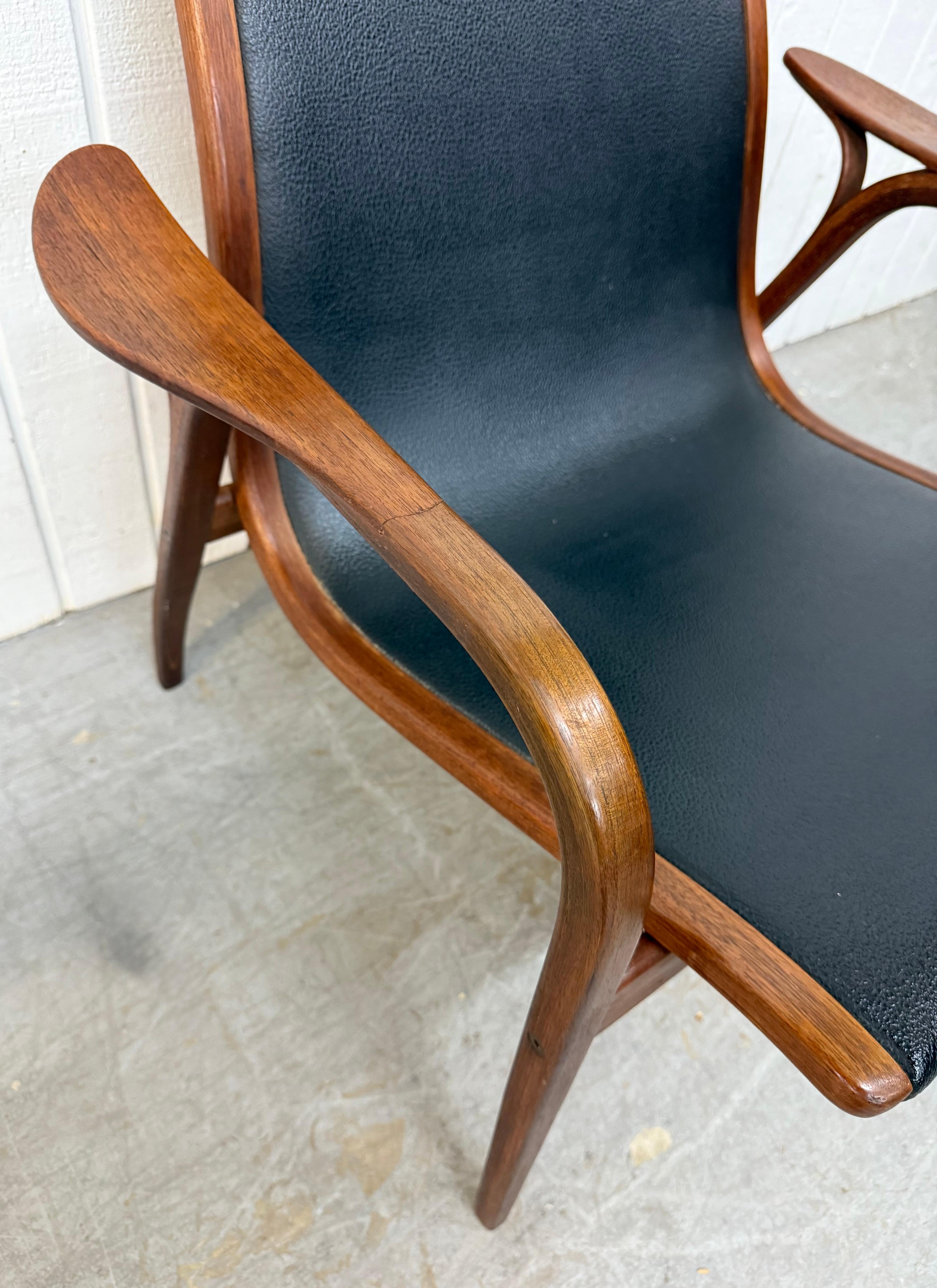 Leather Mid-Century Swedish Modern Lamino Walnut Lounge Chairs - Set of 2 For Sale