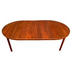 Midcentury Swedish Modern Round Teak Dining Table by DUX with 2 Leaves
