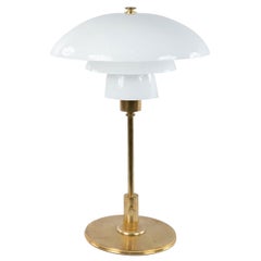 Mid-Century Swedish Modern style Geometric Glass and Brass Desk Lamp