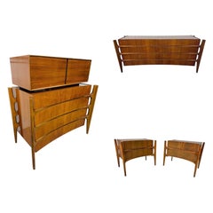 Mid-Century Swedish Modern William Hinn Sculptural Walnut 4-Piece Bedroom Set