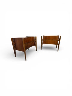 Mid-Century Swedish Modern William Hinn Sculptural Walnut Nightstands - Set of 2